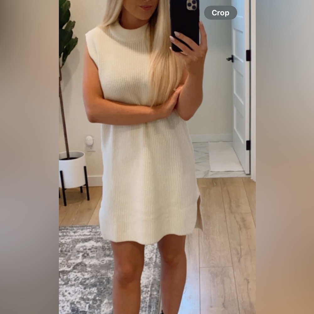 White Ribbed Knit Dress